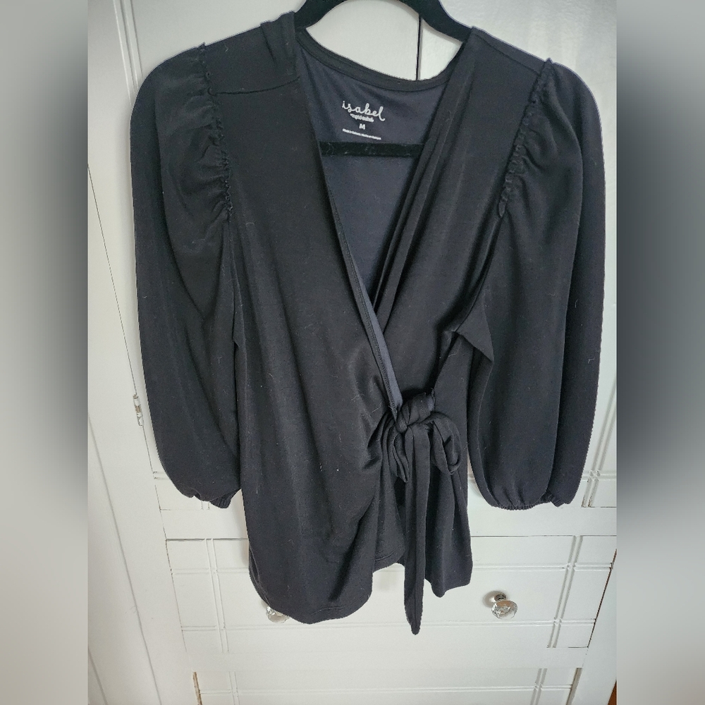 Long Sleeve Black Maternity Shirt with side tie
